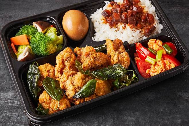 B3鹹酥雞飯Popcorn Chicken Rice Plate