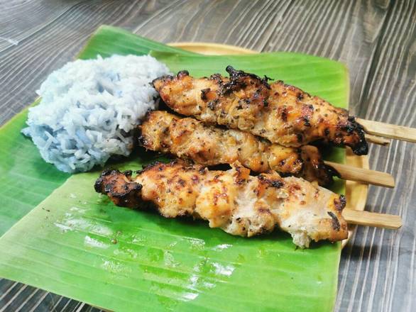 BKK grill chicken skewers with sticky rice