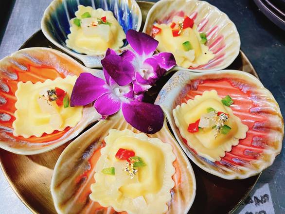 Crab and Lobster Ravioli with Thai curry Sauce