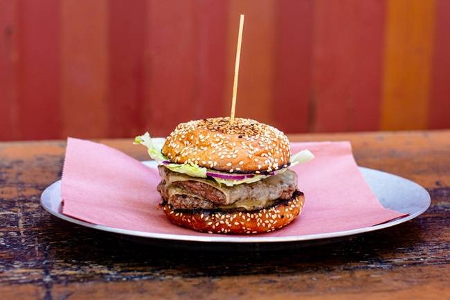 Double Best Damn Grass Fed Cheeseburger
